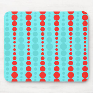Retro Red and Turquoise Dots Mousepad
