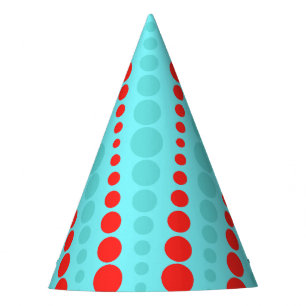 Retro Red and Turquoise Dots Party Hat