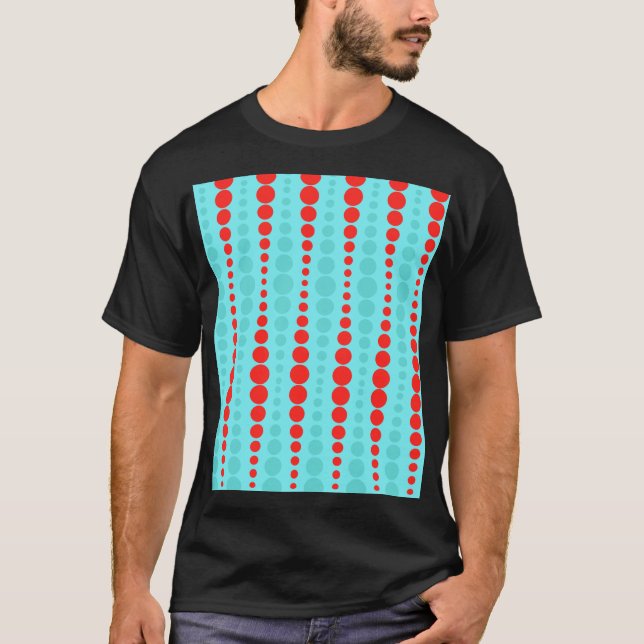 Retro Red and Turquoise Dots T-Shirt (Front)