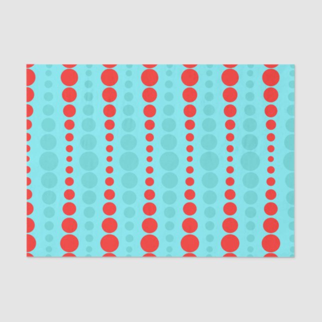Retro Red and Turquoise Dots Tissue Paper (Front)
