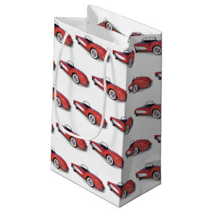 retro red and white 1960 corvette small gift bag
