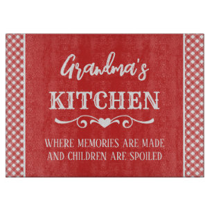 Retro Red and White Chequered Grandma's Kitchen Cutting Board