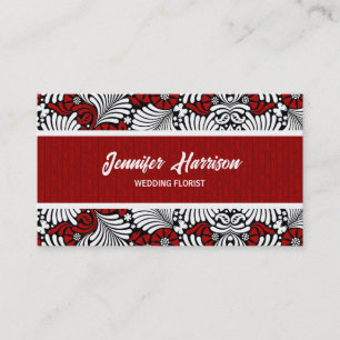 Retro Red and White Fern Professional Business Card