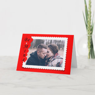 Retro Red and White Frame Valentine Custom Photo Holiday Card