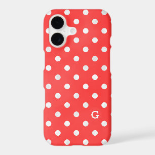 Retro red and white polka dots patterns monogram