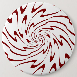 Retro Red and White Waves Abstract Art 6 Cm Round Badge