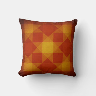 Retro red and yellow diamond pattern cushion