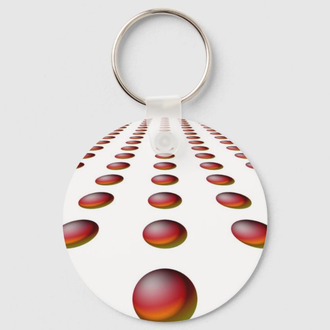 Retro Red Ball Design Key Ring (Front)