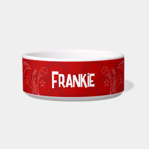 Retro Red Bandanna Personalised Bowl