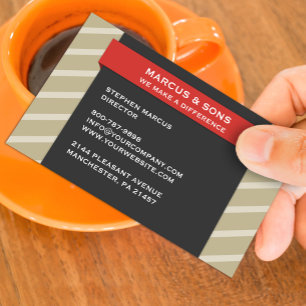 Retro Red Banner Business Card