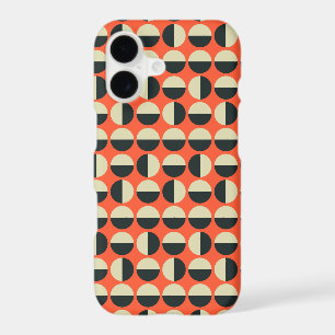 Retro Red Black Beige Dot Sixties Pattern