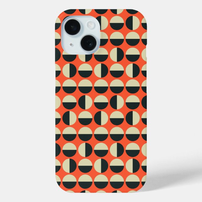 Retro Red Black Beige Dot Sixties Pattern Case-Mate iPhone Case (Back)