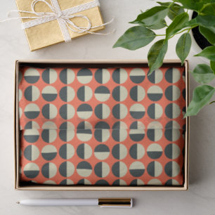 Retro Red Black Beige Dot Sixties Pattern Tissue Paper