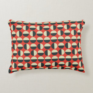 Retro Red Black Beige Polka Dot Sixties Pattern Decorative Cushion