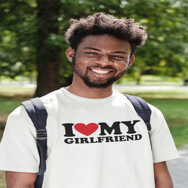 Retro Red & Black I Love My Girlfriend  T-Shirt (Creator Uploaded)