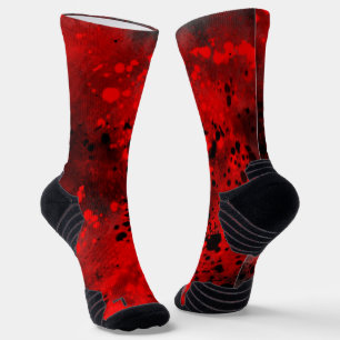 Retro Red & Black Paint Splatter  Socks