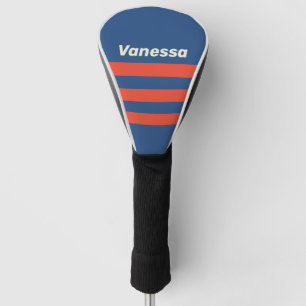 Retro Red & Blue Three Across Striping with Name Golf Head Cover