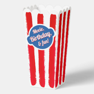 Retro Red Blue White Stripe Popcorn Movie Cinema Favour Box
