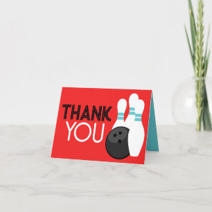 Retro Red Bowling Thank You Cards