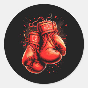 Retro Red Boxing Gloves Vintage Boxer Classic Round Sticker