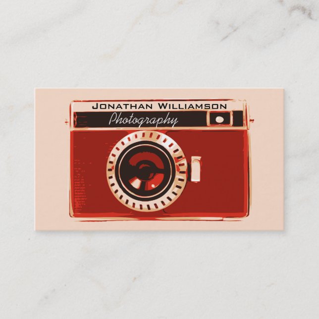 Retro Red Camera Photography Business Cards (Front)