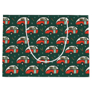 Retro Red Camper Christmas Camping Large Gift Bag