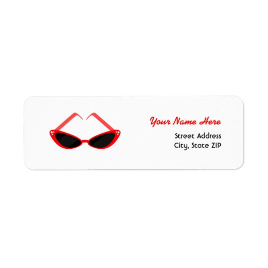 Retro Red Cat Eye Sunglasses Return Address Label