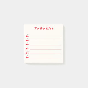 Retro Red Cherry Bullet Point To Do List Red Cream Post-it Notes