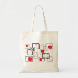 Retro Red Cherry Squares Pattern Custom Tote Bag