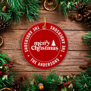 Retro Red Christmas Modern Minimal Unique Ceramic Tree Decoration