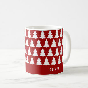 Retro Red Christmas Modern Minimal Unique Coffee Mug