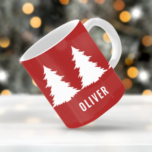 Retro Red Christmas Modern Minimal Unique Coffee Mug
