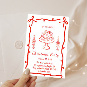Retro Red Christmas Party Vintage Holiday Invitation
