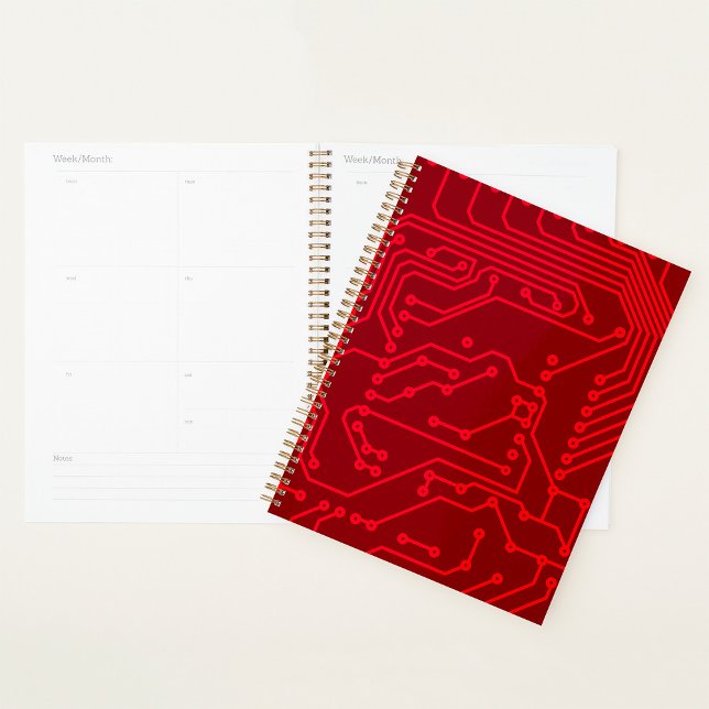 Retro Red Circuit Board Tech Pattern Planner (Creator Uploaded)