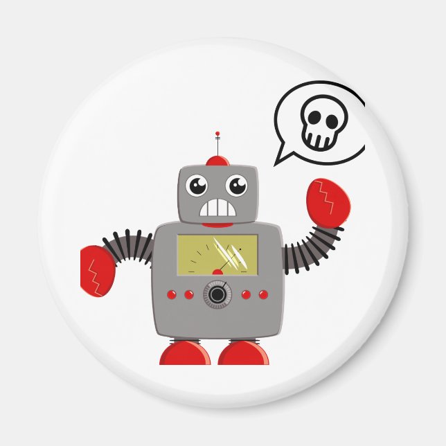 Retro Red Claw Robot Magnet (Front)