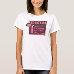 Retro Red COFFEE PLAY WITH DOG Graphic Design T-Shirt