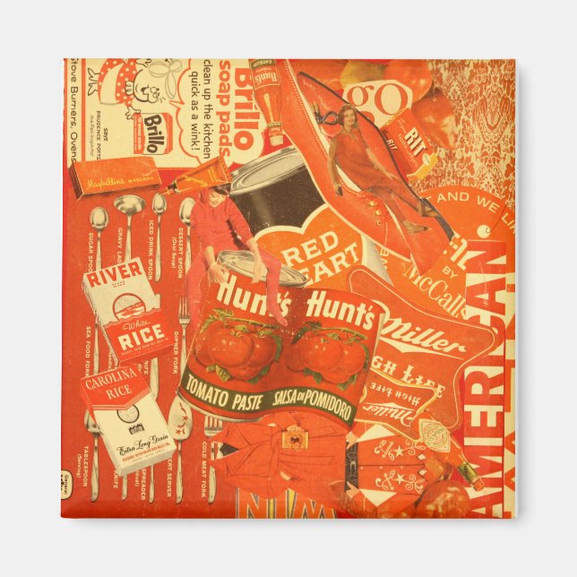 Retro red collage magnet (Front)