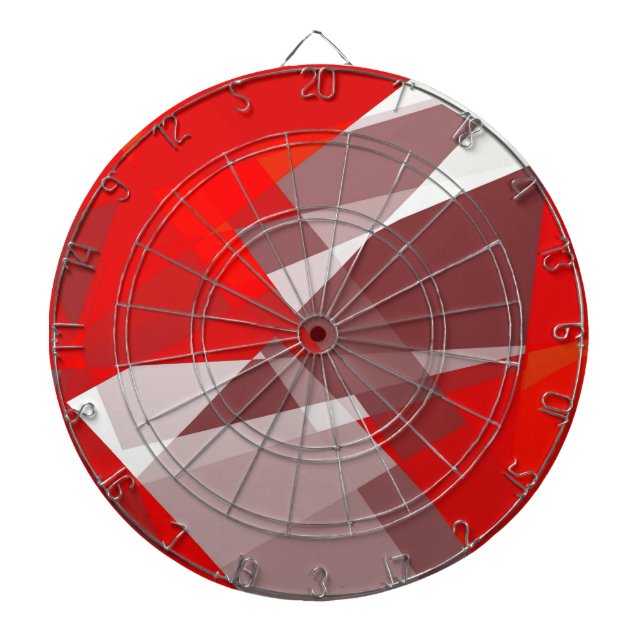Retro red colour seamless cubism art dartboard (Front)