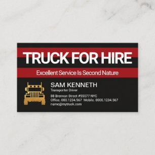 Retro Red Column Truck Transport Business Card