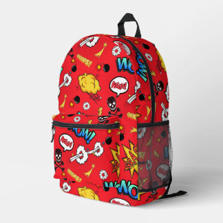 Retro Red Comic Book Pop Art Explosion Pattern Printed Backpack