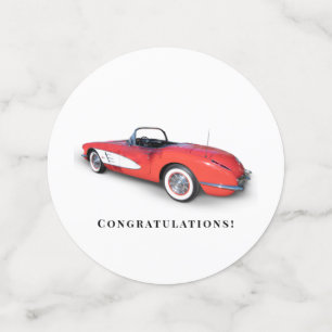 retro red convertible corvette confetti