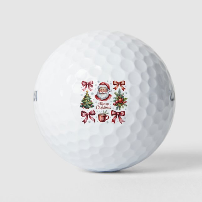 Retro Red Coquette Christmas Cute Xmas Holiday Golf Balls (Front)