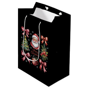 Retro Red Coquette Christmas Cute Xmas Holiday Medium Gift Bag