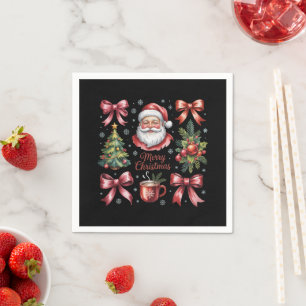 Retro Red Coquette Christmas Cute Xmas Holiday Napkin