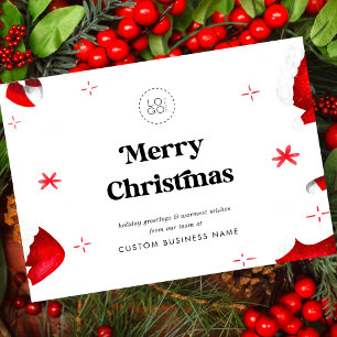 Retro Red Custom Business Company Logo Christmas Holiday Card