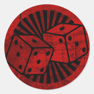 Retro Red Dice Classic Round Sticker