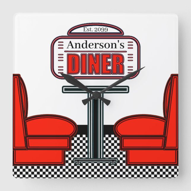 Retro Red Diner Clock Sign (Front)