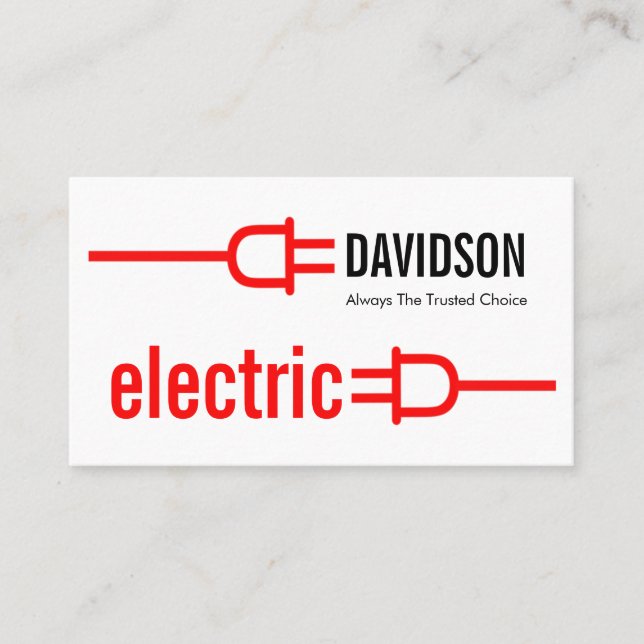 Retro Red Electric Power Plug Business Card (Front)