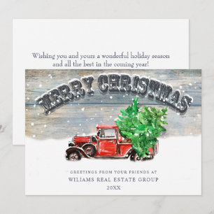 Retro Red Farm Truck Christmas Corporate Greeting Holiday Card