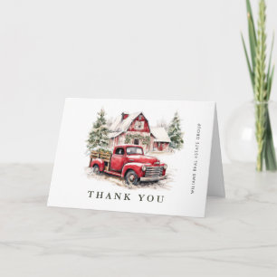 Retro Red Farm Truck Christmas Corporate Holiday Thank You Card
